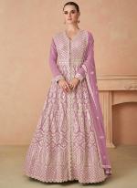 Georgette Pink Wedding Wear Embroidery Work Readymade Anarkali Suit 